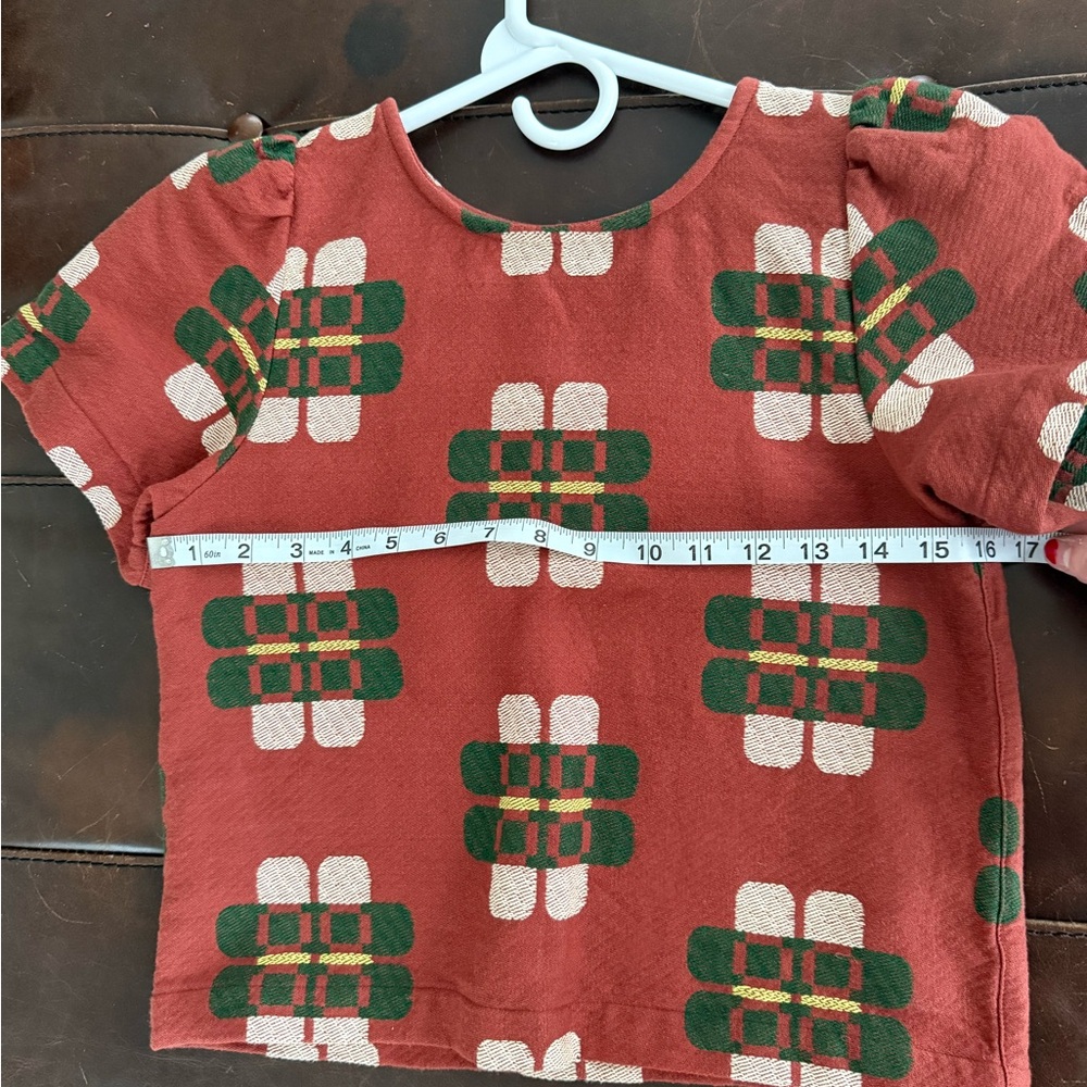 Ace & Jig Red and Green Patterned Short Sleeve Top - Picture 3 of 4